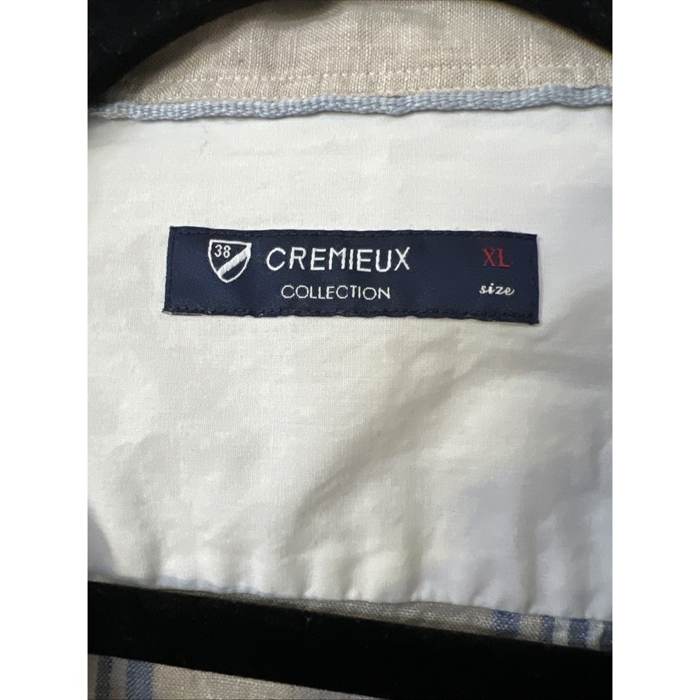 Cremieux Collection Linen Shirt XL Short Sleeve Button Down Blue Gray Striped - Picture 2 of 6